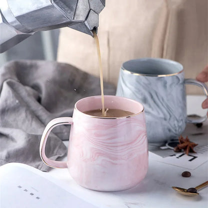 Pink/Grey Coffee Mug - Gold Trim Nordic Style