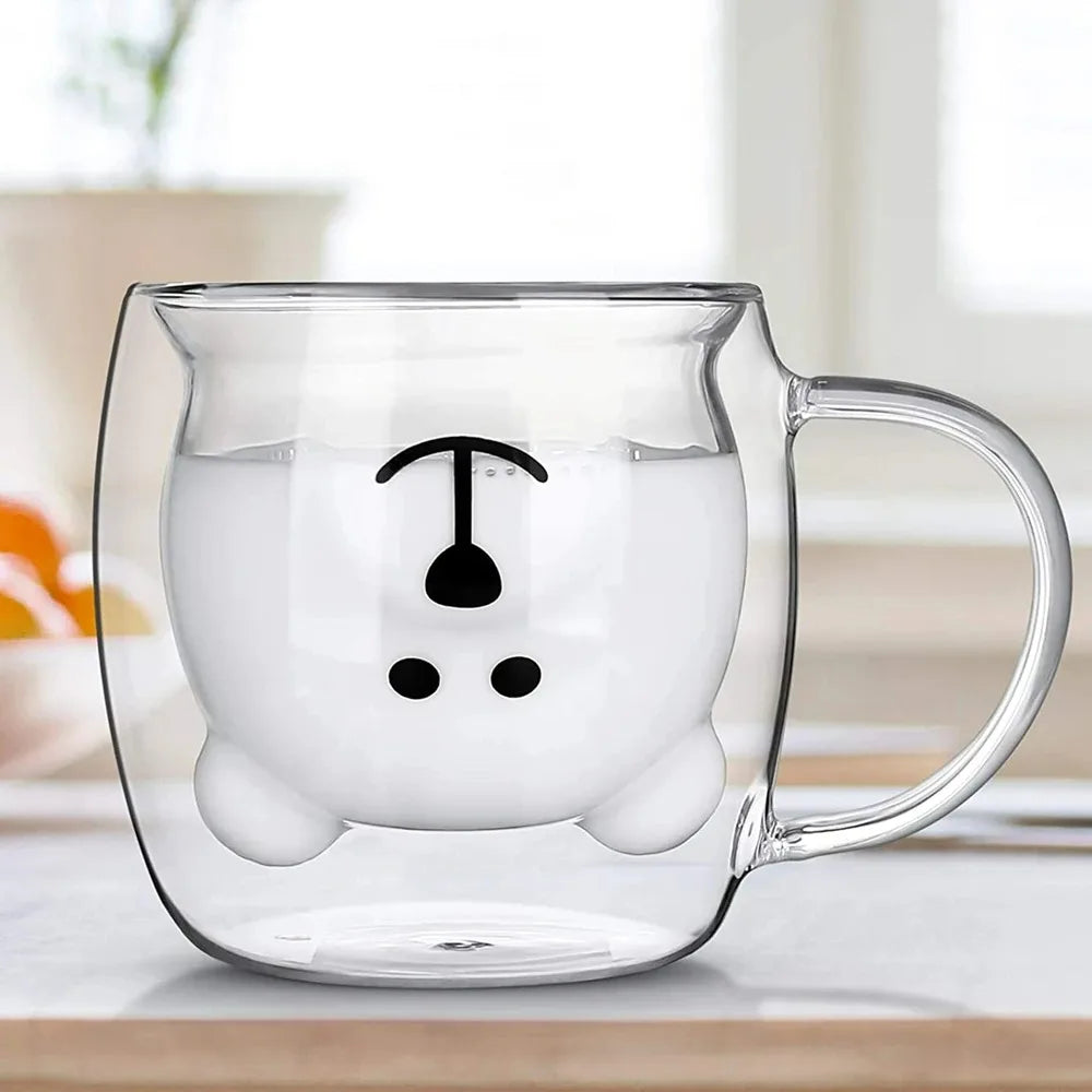 Cute Bear Double Glass Coffee Mug- 250ml