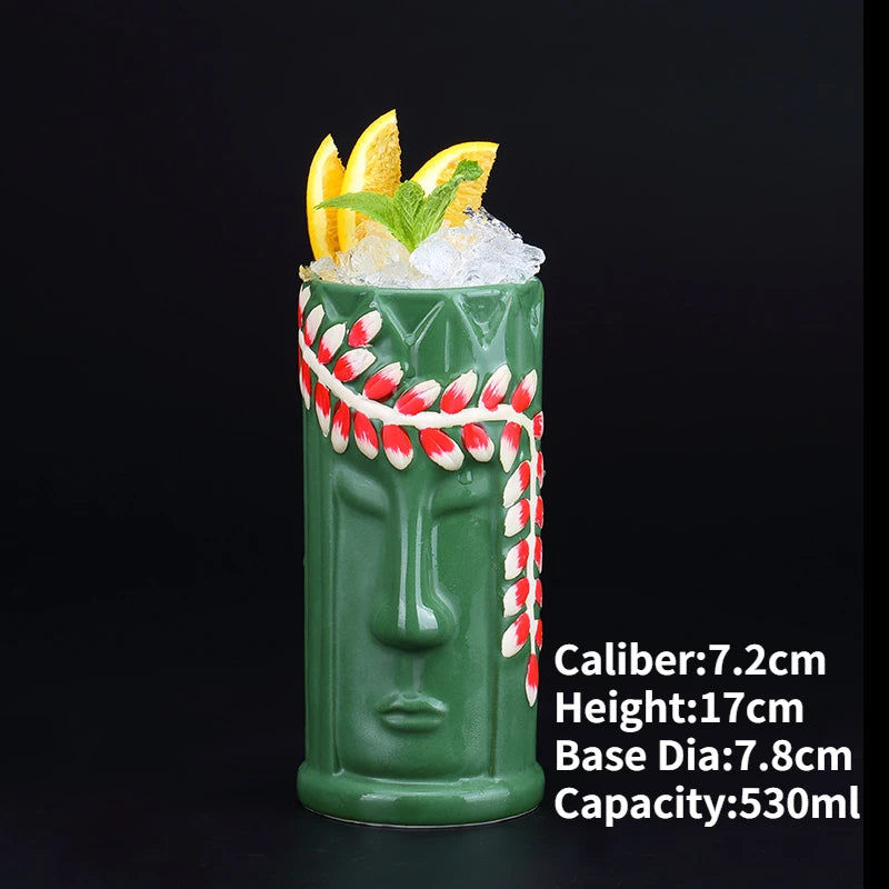 Hawaii Ceramic Tiki Easter Island Coffee Mugs