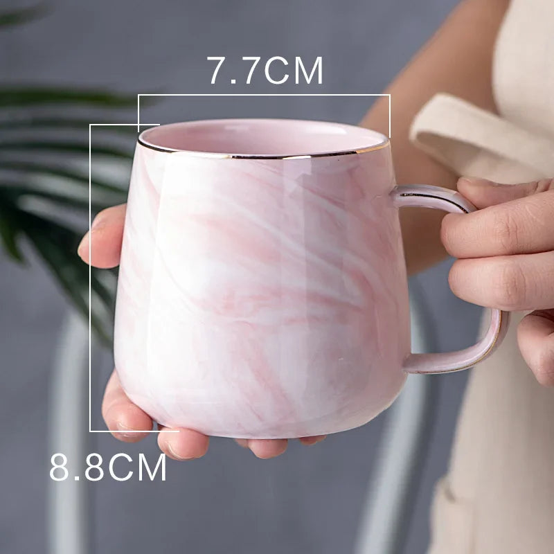 Pink/Grey Coffee Mug - Gold Trim Nordic Style