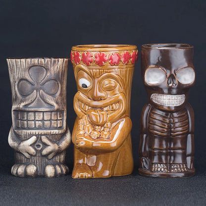 Hawaii Ceramic Tiki Easter Island Coffee Mugs