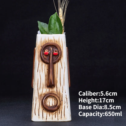 Hawaii Ceramic Tiki Easter Island Coffee Mugs