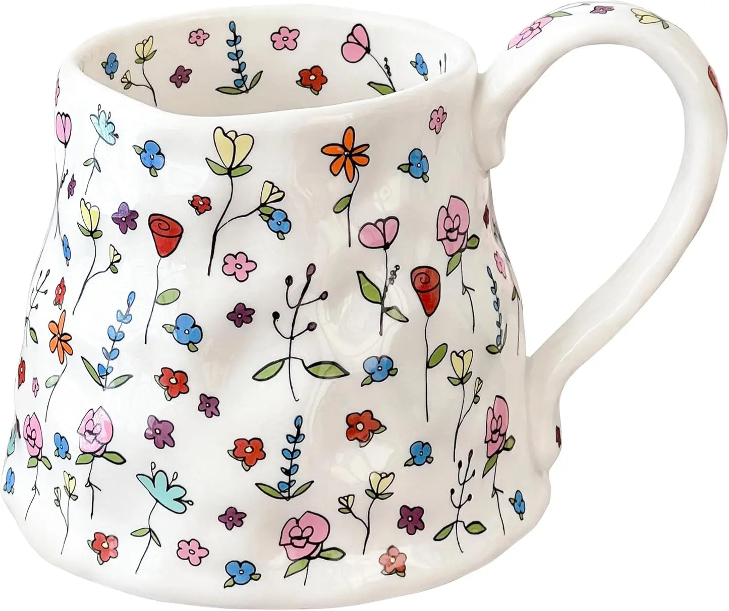20 Oz Large Floral Pink/White Ceramic Coffee Mug