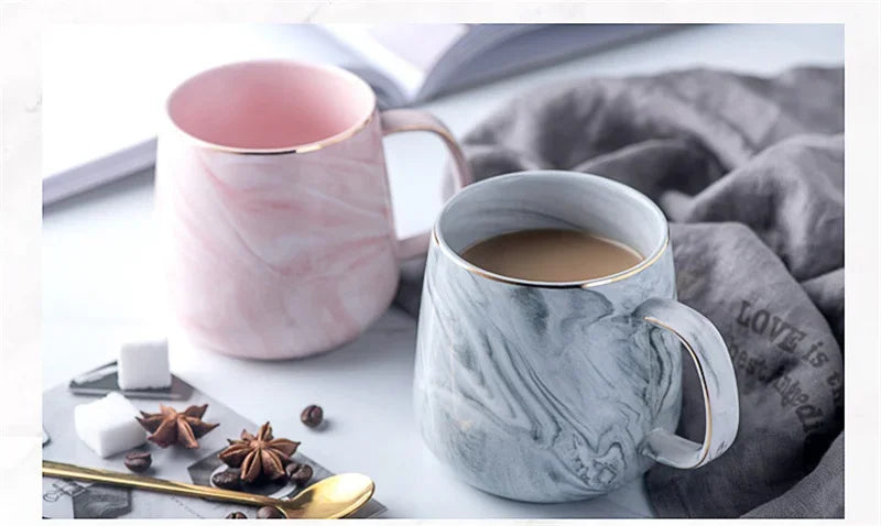 Pink/Grey Coffee Mug - Gold Trim Nordic Style