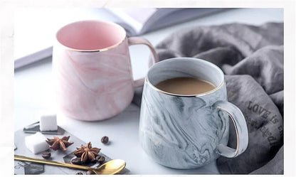 Pink/Grey Coffee Mug - Gold Trim Nordic Style