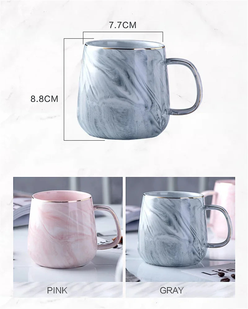 Pink/Grey Coffee Mug - Gold Trim Nordic Style