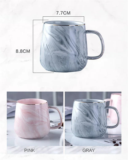 Pink/Grey Coffee Mug - Gold Trim Nordic Style