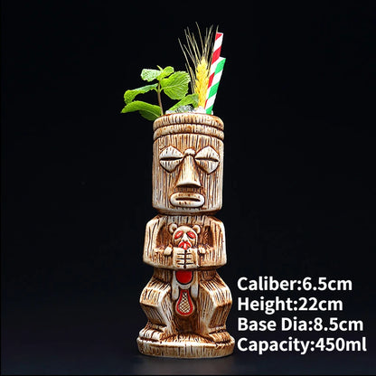 Hawaii Ceramic Tiki Easter Island Coffee Mugs