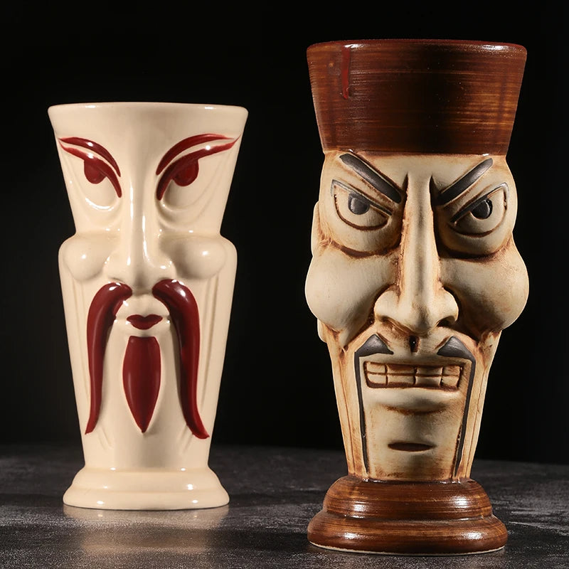 Hawaii Ceramic Tiki Easter Island Coffee Mugs