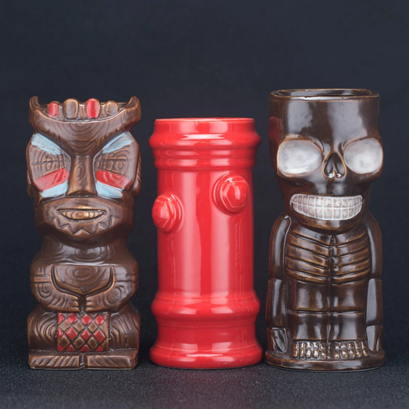 Hawaii Ceramic Tiki Easter Island Coffee Mugs