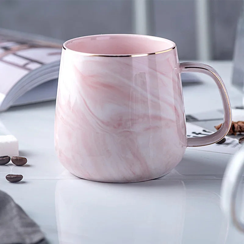 Pink/Grey Coffee Mug - Gold Trim Nordic Style