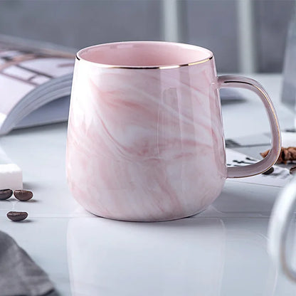 Pink/Grey Coffee Mug - Gold Trim Nordic Style