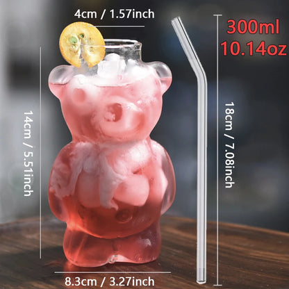 300ml Bear Shaped Transparent Glass Coffee Mug
