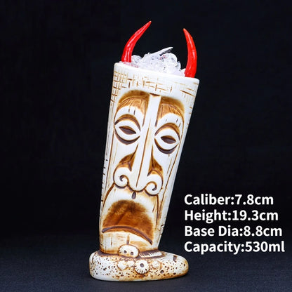 Hawaii Ceramic Tiki Easter Island Coffee Mugs