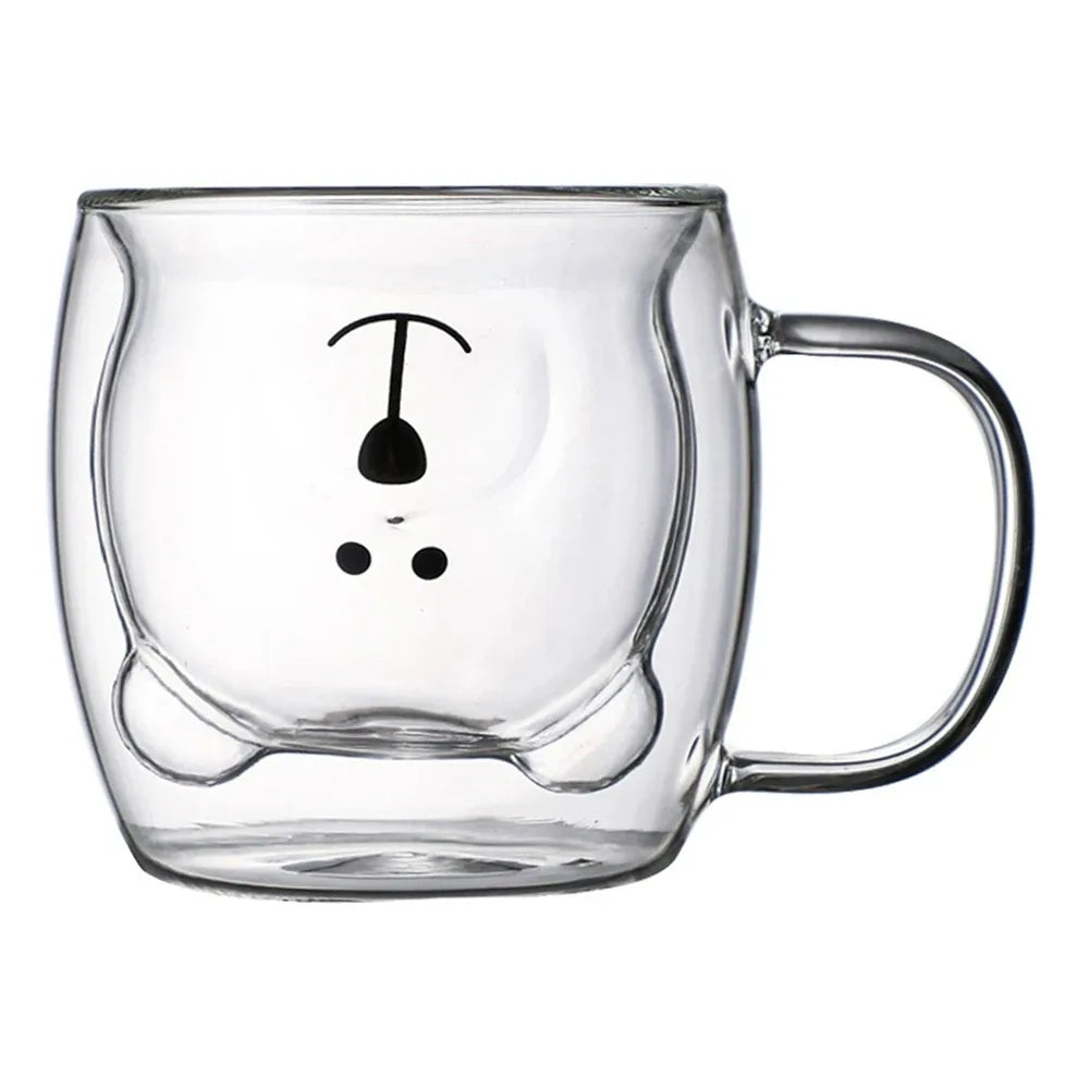 Cute Bear Double Glass Coffee Mug- 250ml