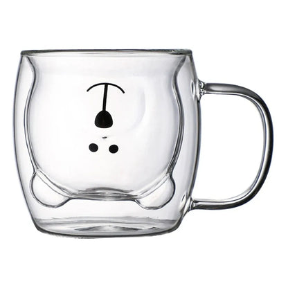 Cute Bear Double Glass Coffee Mug- 250ml
