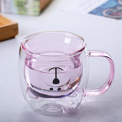 Cute Bear Double Glass Coffee Mug- 250ml