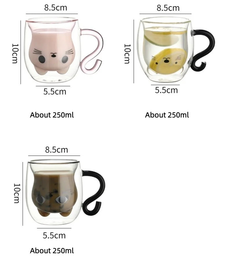 250ml Cute Cat Coffee Mug With Handle