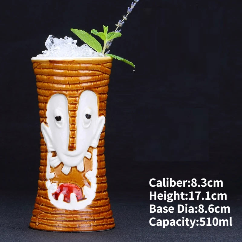 Hawaii Ceramic Tiki Easter Island Coffee Mugs
