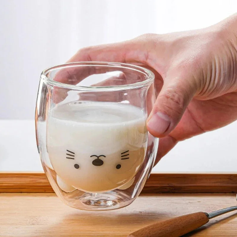 Cute Bear Double Glass Coffee Mug- 250ml