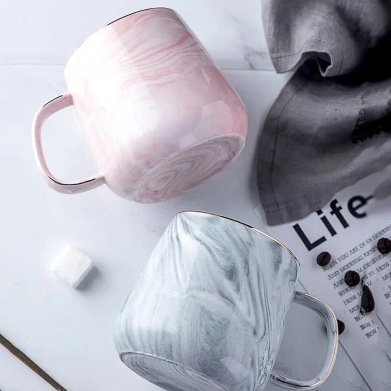 Pink/Grey Coffee Mug - Gold Trim Nordic Style