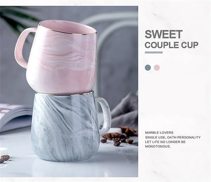 Pink/Grey Coffee Mug - Gold Trim Nordic Style