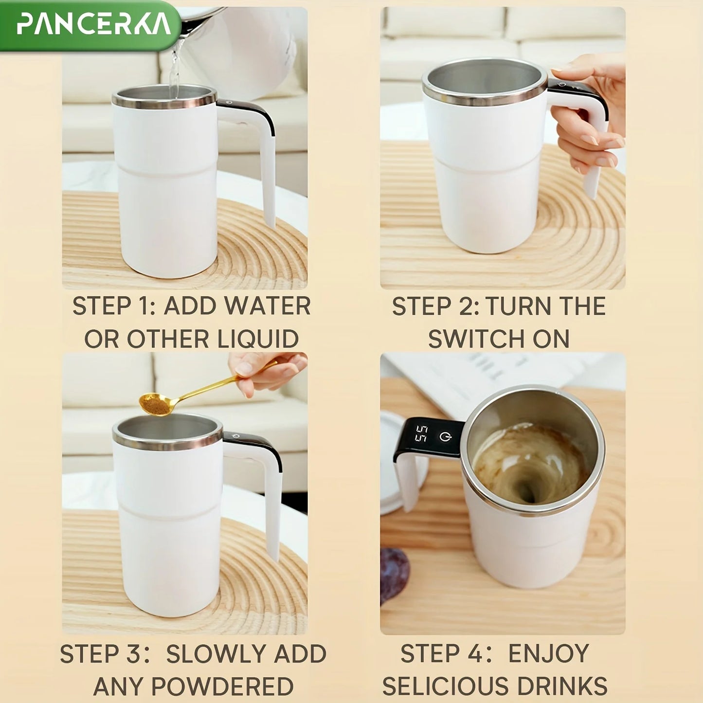 Self Stirring Coffee Mug - 380ml USB Charging with Temperature Display