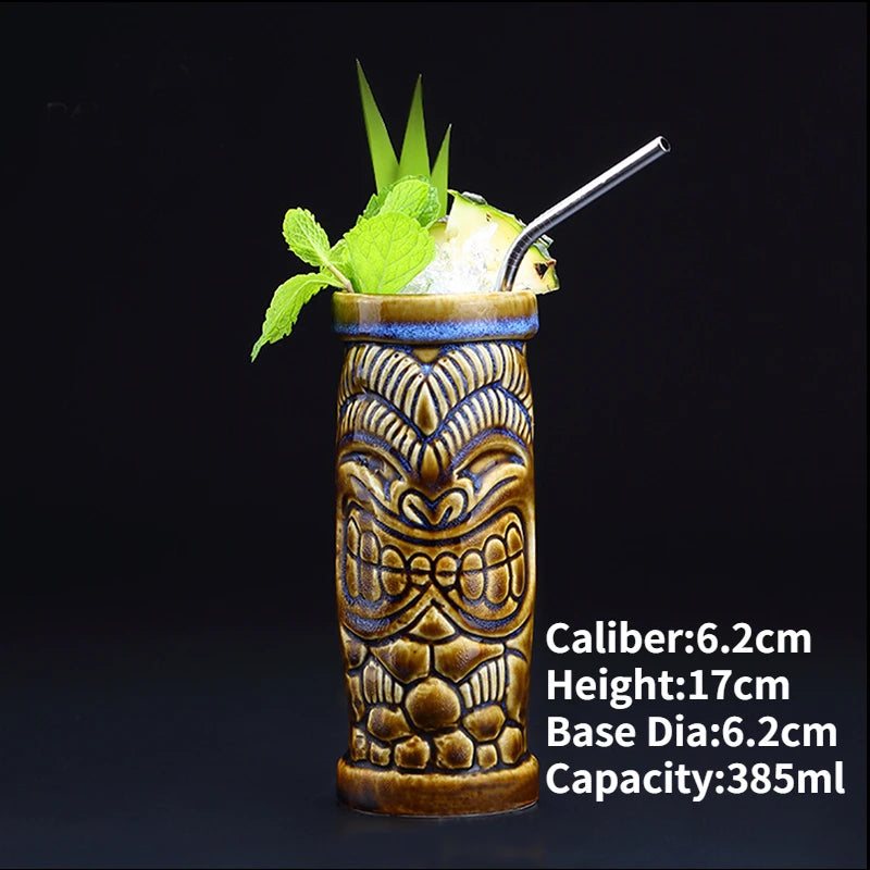 Hawaii Ceramic Tiki Easter Island Coffee Mugs