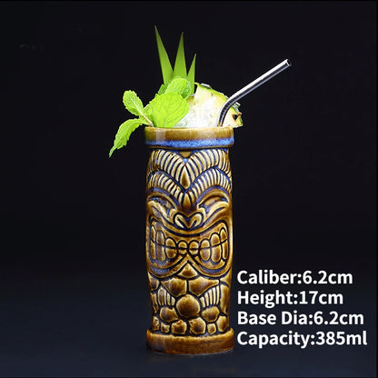 Hawaii Ceramic Tiki Easter Island Coffee Mugs