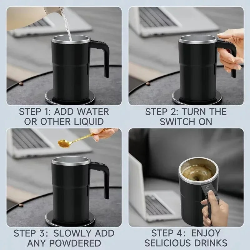 Self Stirring Coffee Mug - 380ml USB Charging with Temperature Display