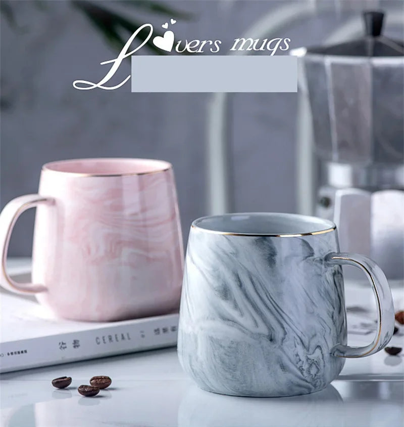 Pink/Grey Coffee Mug - Gold Trim Nordic Style