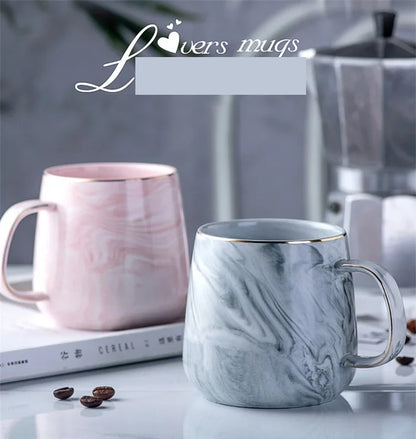 Pink/Grey Coffee Mug - Gold Trim Nordic Style