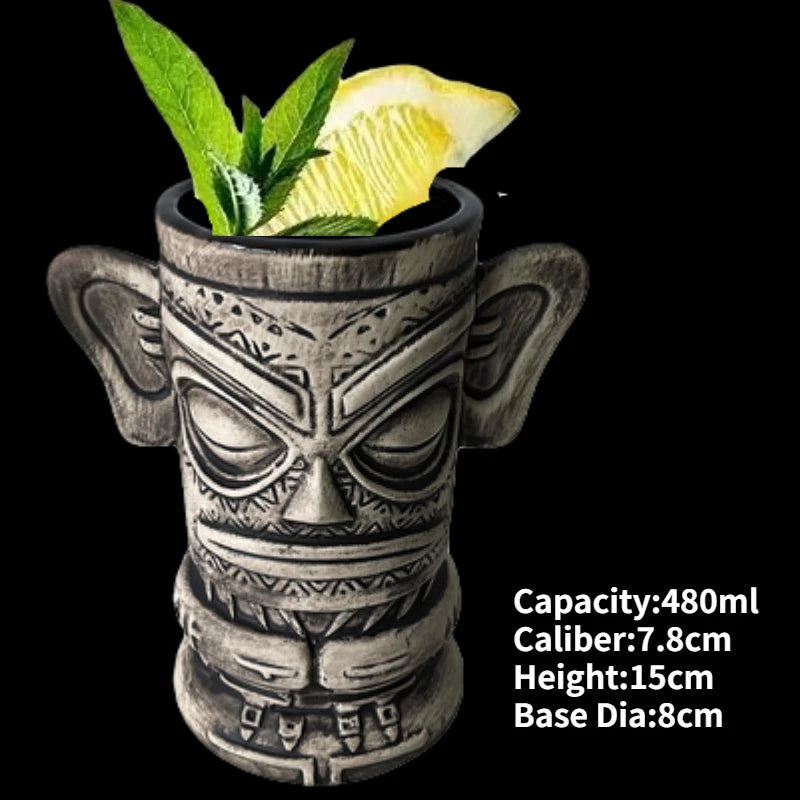 Hawaii Ceramic Tiki Easter Island Coffee Mugs