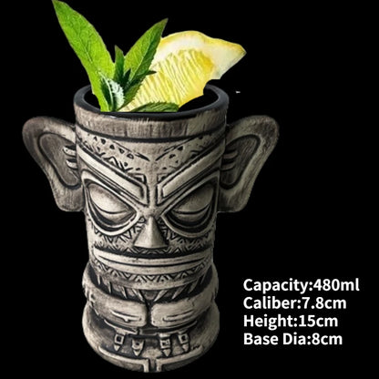 Hawaii Ceramic Tiki Easter Island Coffee Mugs