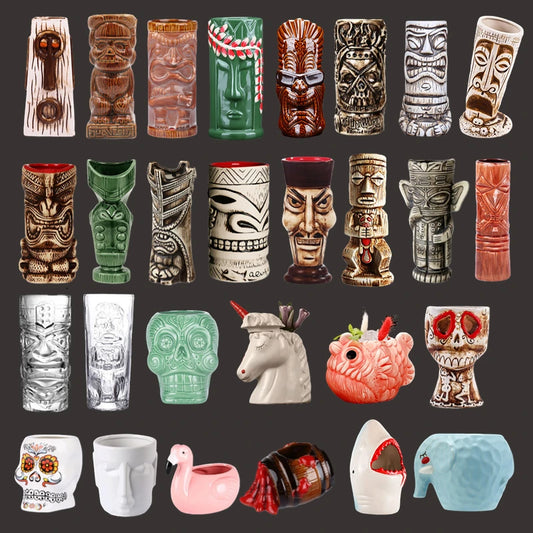 Hawaii Ceramic Tiki Easter Island Coffee Mugs