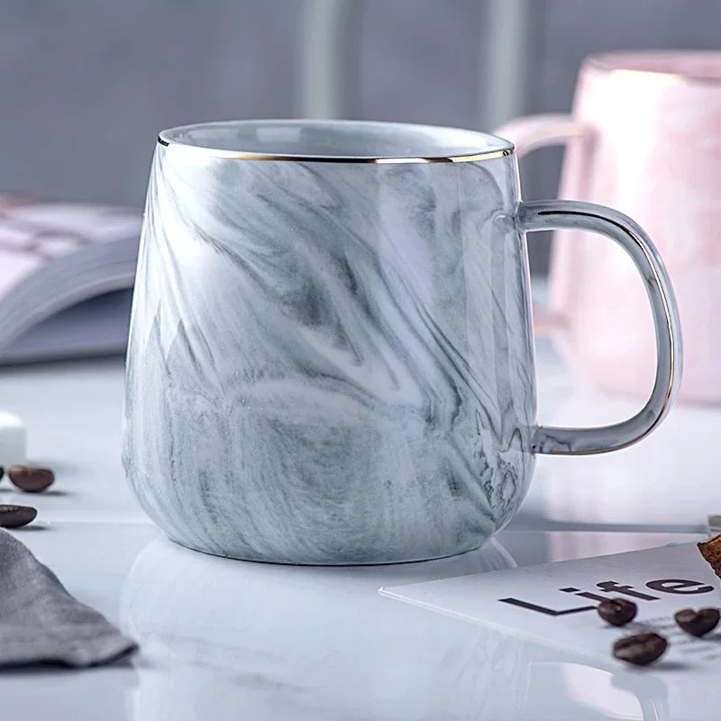 Pink/Grey Coffee Mug - Gold Trim Nordic Style