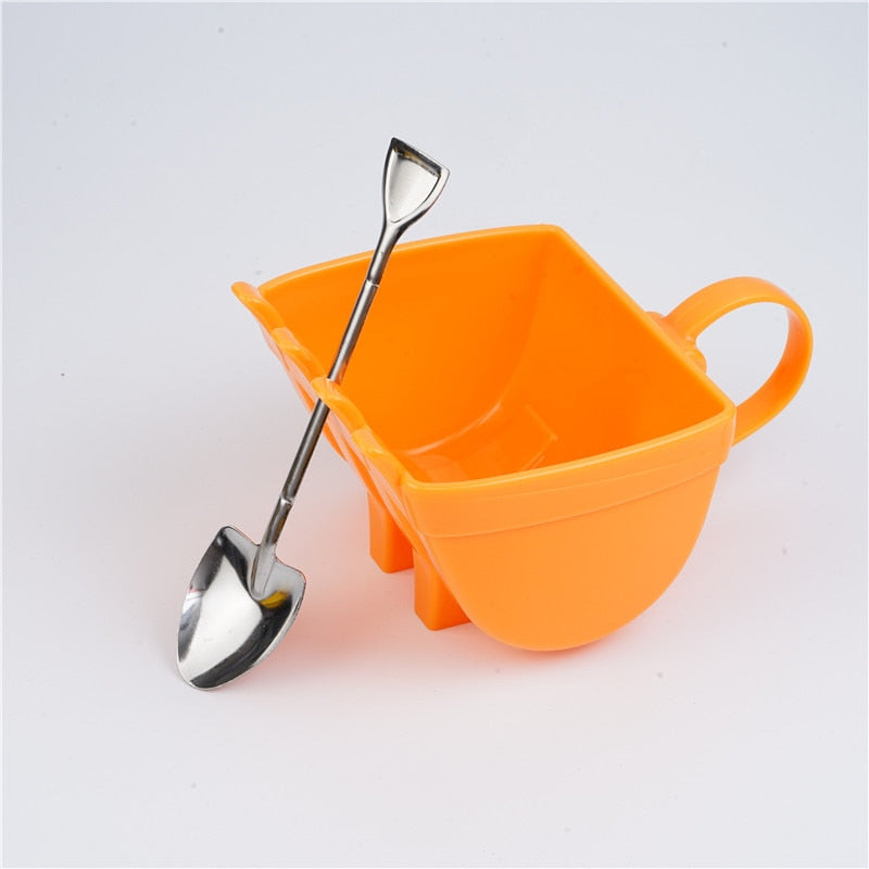 New Excavator Bucket Cup With Spade Shovel Spoon Funny Cup Digger Container Plastic Creative Cake Excavator Ashtray Bucket Cup