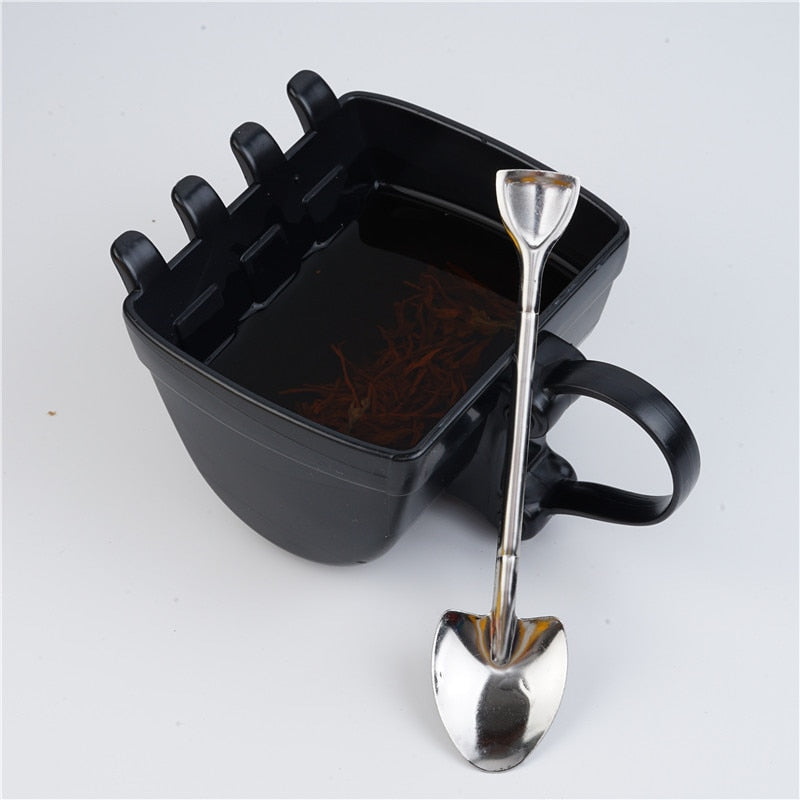 New Excavator Bucket Cup With Spade Shovel Spoon Funny Cup Digger Container Plastic Creative Cake Excavator Ashtray Bucket Cup