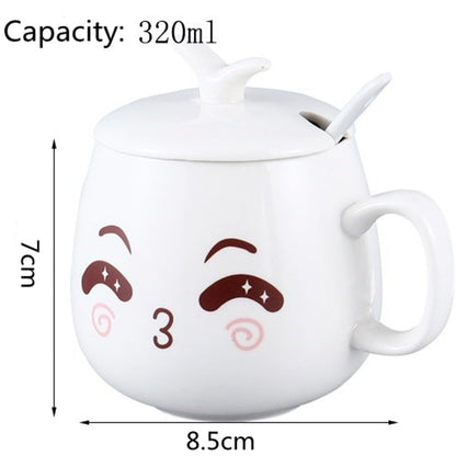 Cute Cartoon Face Expression Ceramic Coffee Mugs