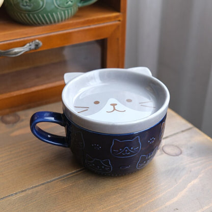 Cute Cat Coffee Mug with Lid