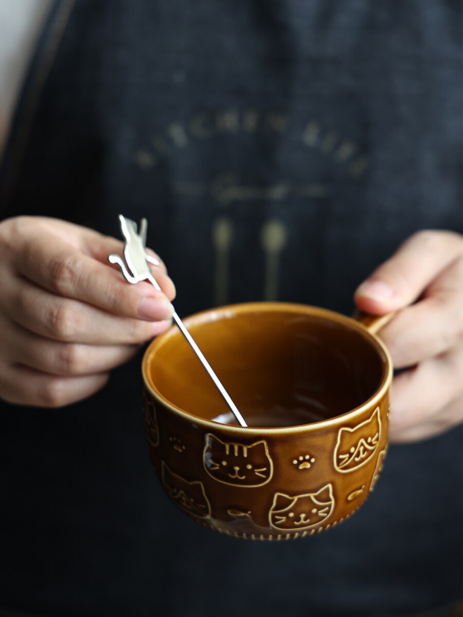 Cute Cat Coffee Mug with Lid