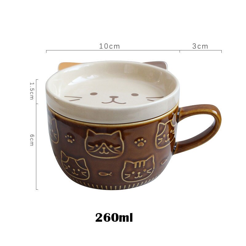 Cute Cat Coffee Mug with Lid
