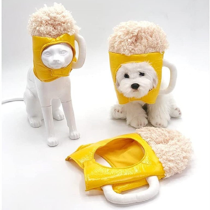 Dog Cat Cute Novelty Beer Mug Hat Headwear Funny Beer Champagne Costume Hat Soft Headgear PU Material for Xmas Birthday Party
