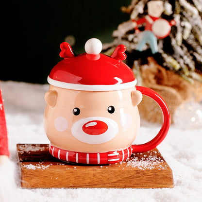 Creative Moose Christmas Ceramic Mug with Lid
