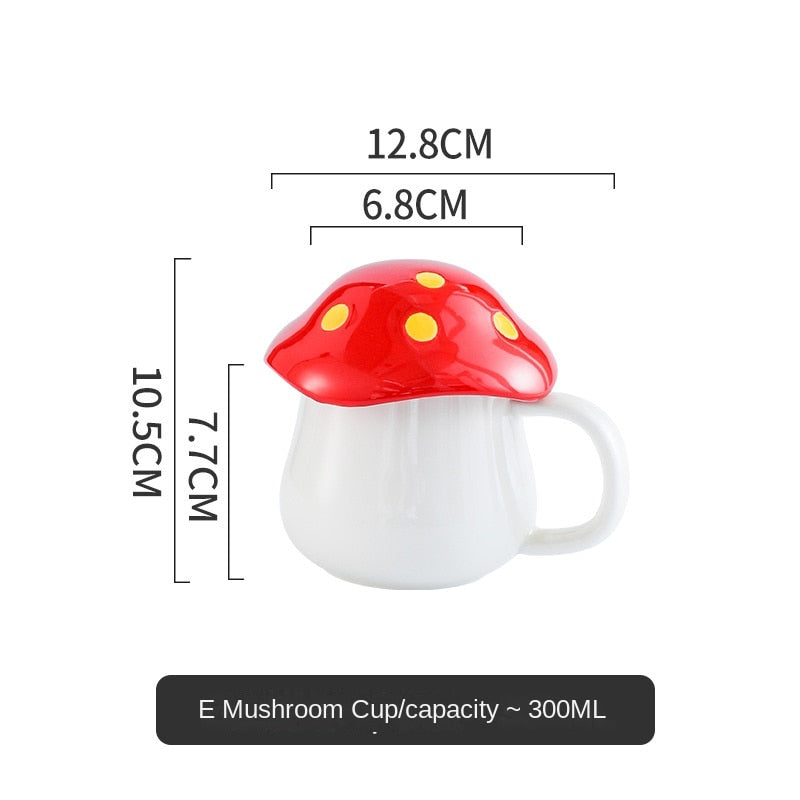 Creative Mushroom Ceramic Cup with lid  Ceramic Mug Coffee