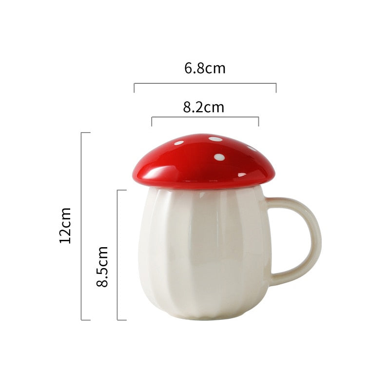 Cute Mushroom Ceramic Coffee Mug  with Lid