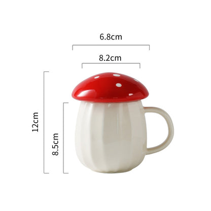 Cute Mushroom Ceramic Coffee Mug  with Lid