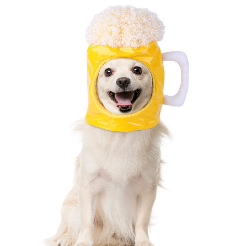 Dog Cat Cute Novelty Beer Mug Hat Headwear Funny Beer Champagne Costume Hat Soft Headgear PU Material for Xmas Birthday Party