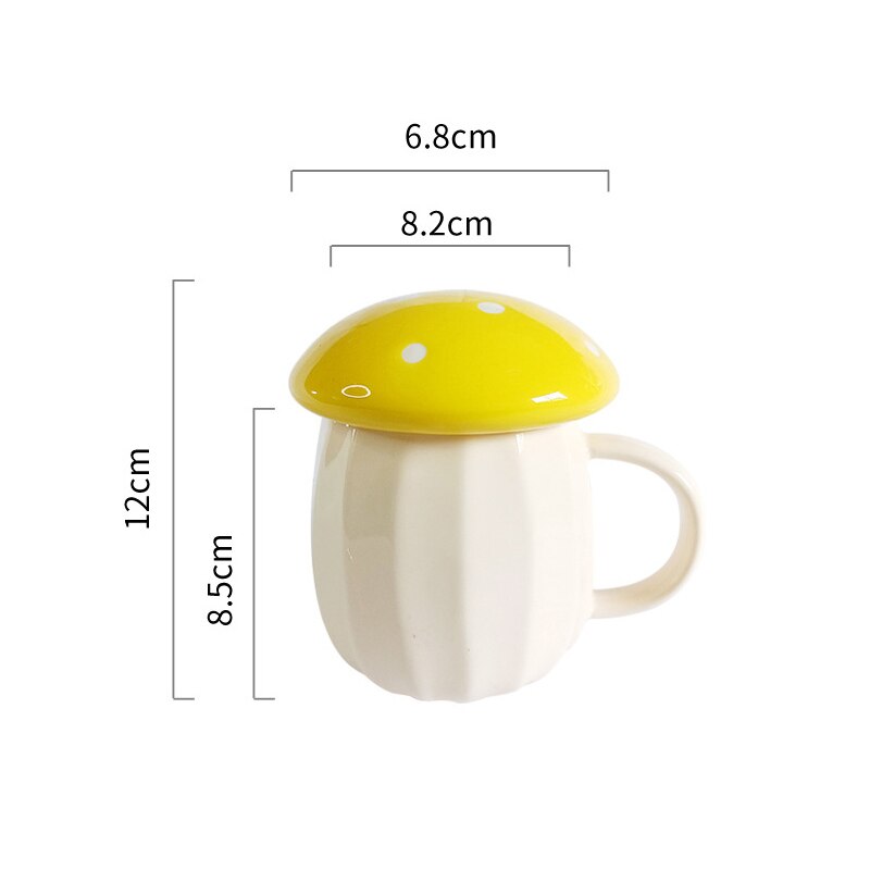 Cute Mushroom Ceramic Coffee Mug  with Lid