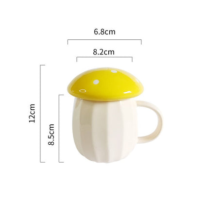Cute Mushroom Ceramic Coffee Mug  with Lid